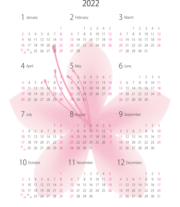 Transparent New Year Calendar System  Month for Printable 2022 Calendar for New Year