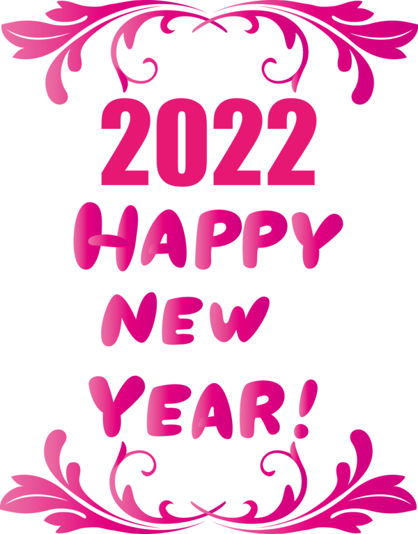 Transparent New Year Floral design Design Line for Happy New Year 2022 for New Year