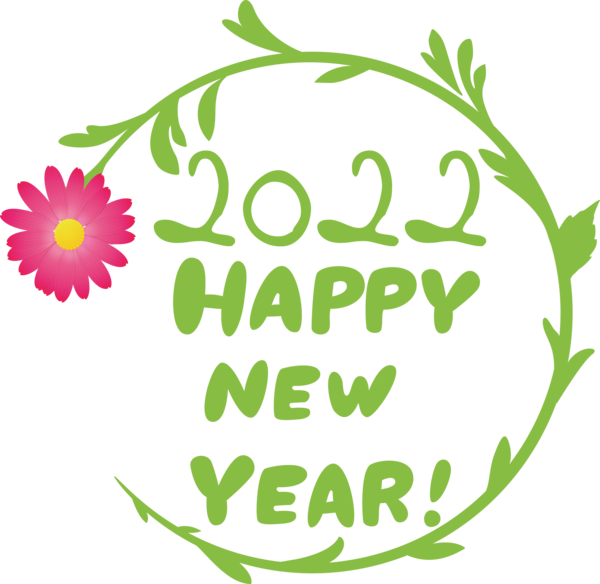 Transparent New Year Leaf Floral design Plant stem for Happy New Year 2022 for New Year