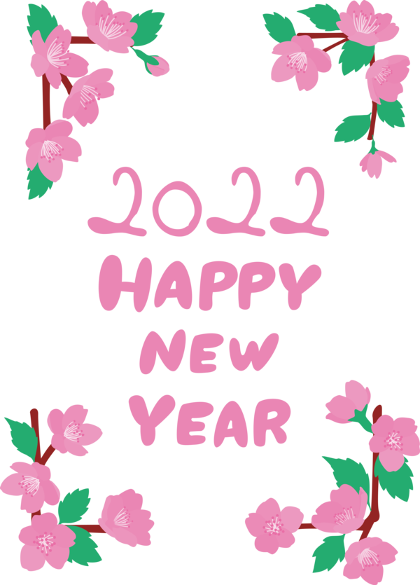 Transparent New Year Floral design Leaf Cut flowers for Happy New Year 2022 for New Year