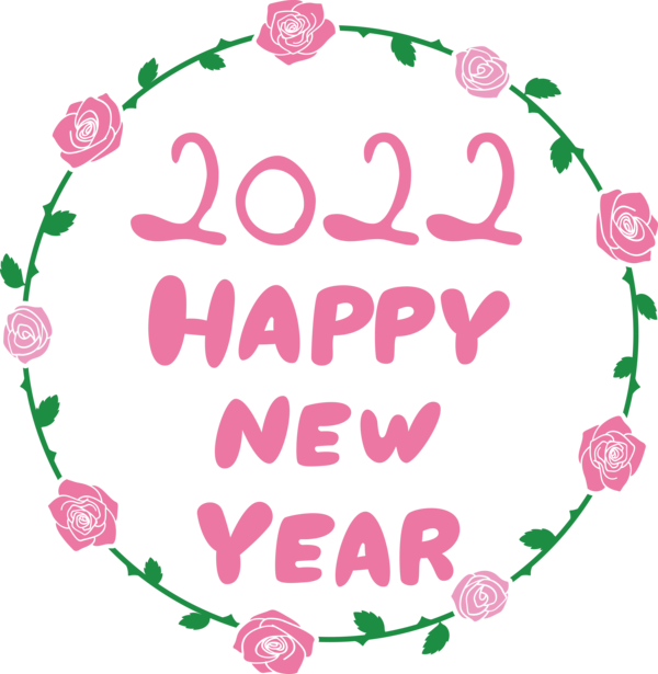 Transparent New Year Floral design Design Line for Happy New Year 2022 for New Year