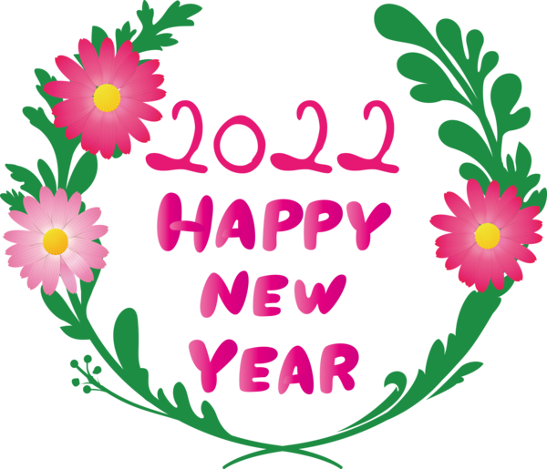 Transparent New Year Floral design Leaf Plant stem for Happy New Year 2022 for New Year