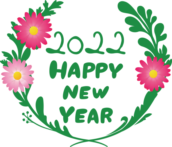 Transparent New Year Floral design Chrysanthemum Oxeye daisy for Happy New Year 2022 for New Year