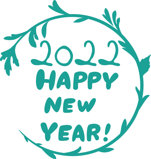 Transparent New Year Leaf Line art Logo for Happy New Year 2022 for New Year