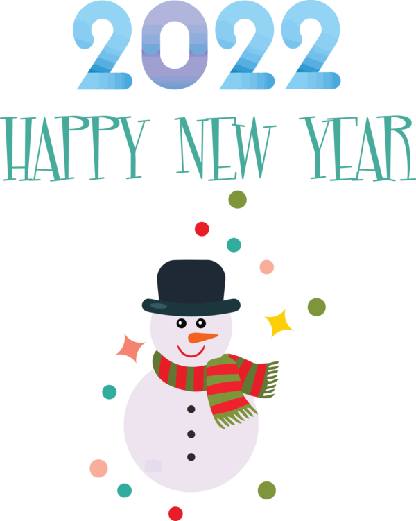Transparent New Year Christmas Day Snowman Cartoon for Happy New Year 2022 for New Year