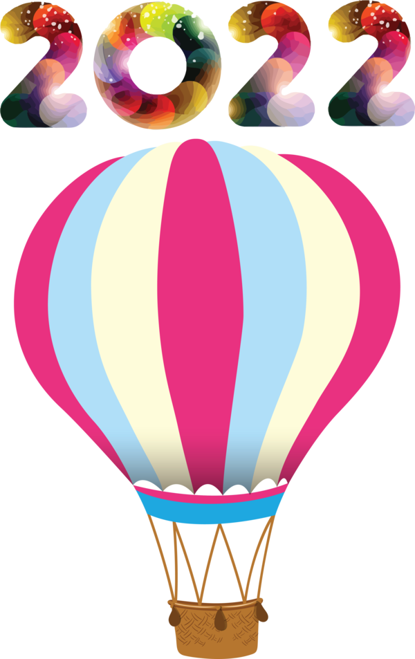 Transparent New Year Hot-air balloon Balloon Line for Happy New Year 2022 for New Year