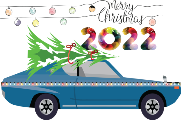 Transparent New Year Car Cartoon Line for Happy New Year 2022 for New Year