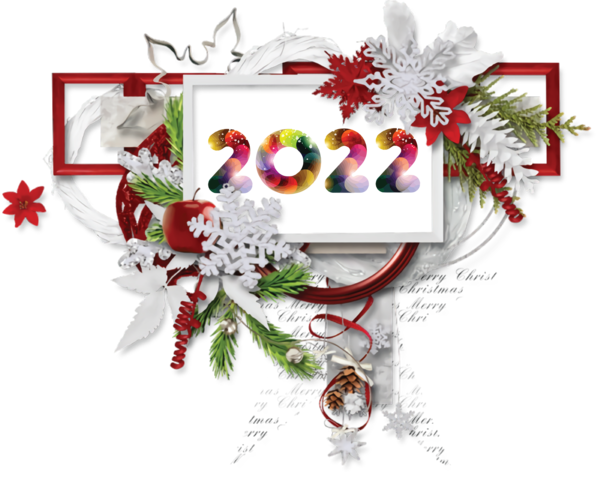 Transparent New Year Christmas Day Fan art Floral design for Happy New Year 2022 for New Year