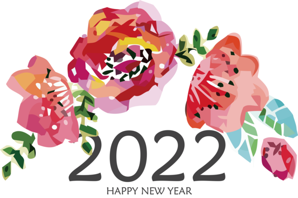 Transparent New Year Floral design Design Flower for Happy New Year 2022 for New Year