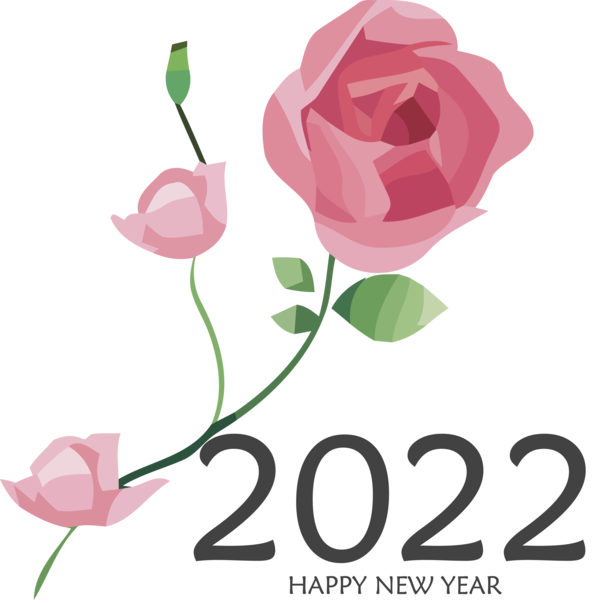 Transparent New Year Garden roses Floral design Plant stem for Happy New Year 2022 for New Year