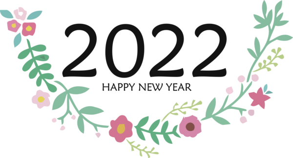 Transparent New Year Floral design Design Logo for Happy New Year 2022 for New Year