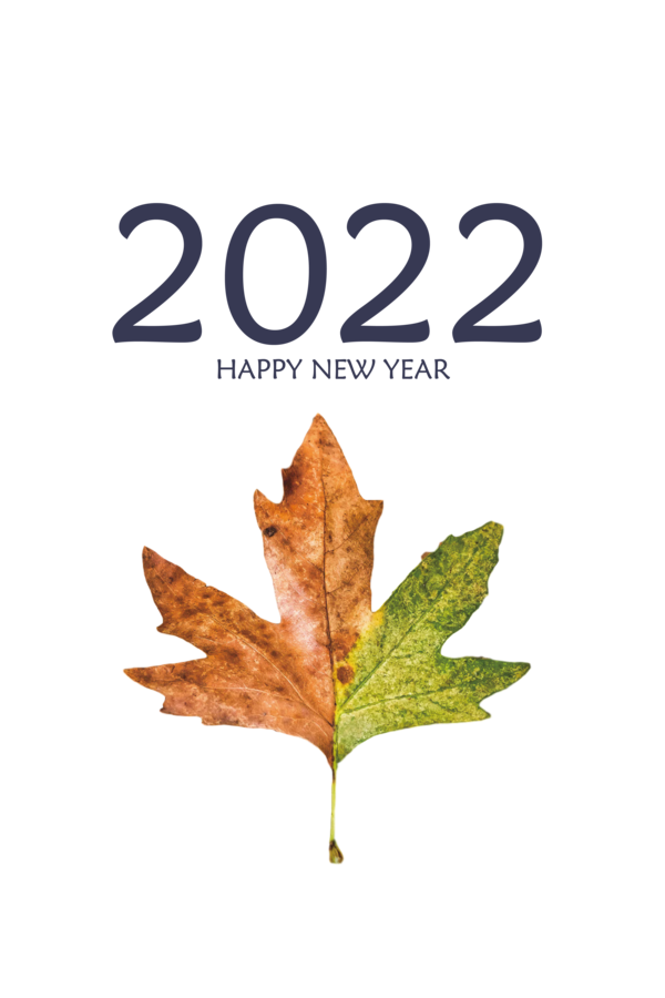 Transparent New Year Leaf Meter Font for Happy New Year 2022 for New Year