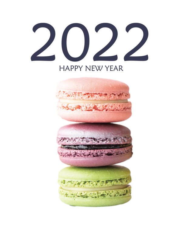 Transparent New Year Bakery Macaron Pastry for Happy New Year 2022 for New Year