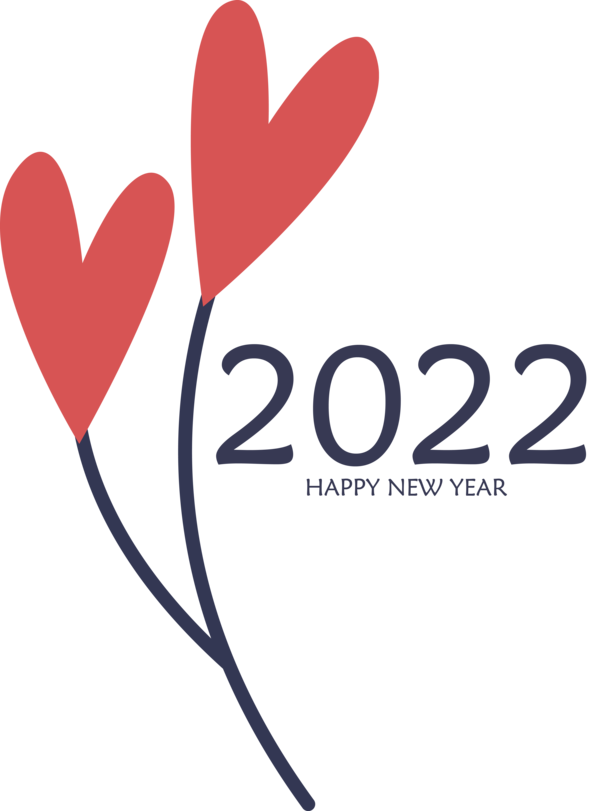 Transparent New Year Logo Line Heart for Happy New Year 2022 for New Year