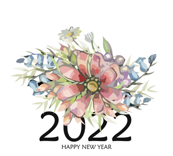 Transparent New Year Floral design Cut flowers Flower for Happy New Year 2022 for New Year