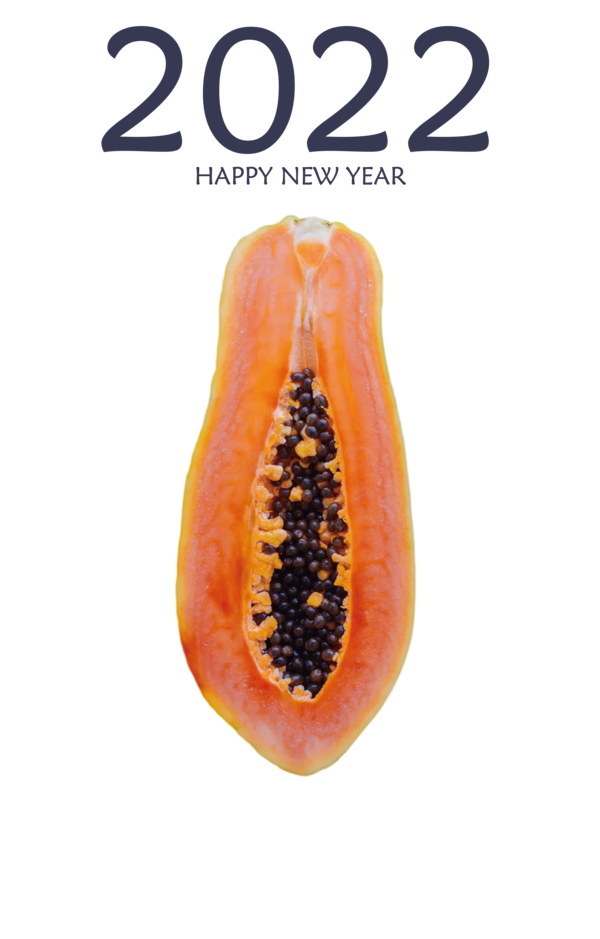 Transparent New Year Papaya Superfood Fruit for Happy New Year 2022 for New Year