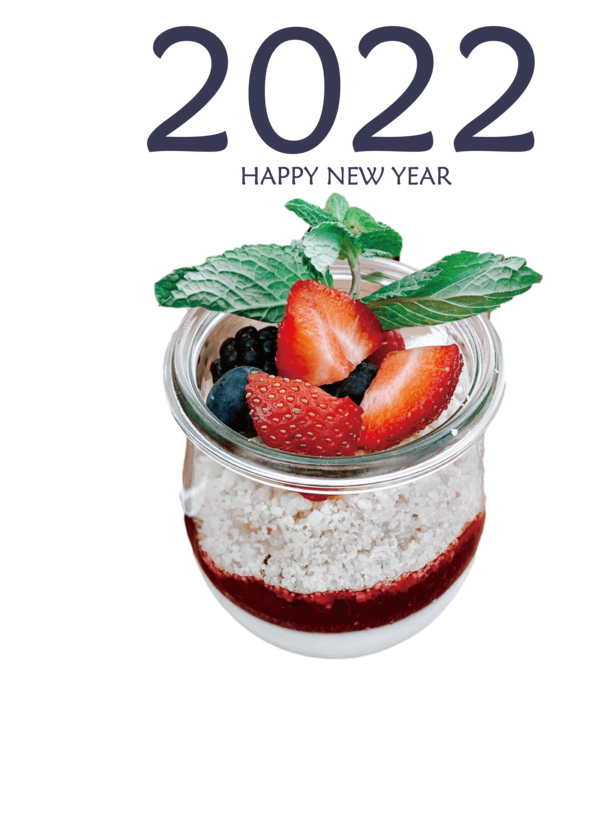 Transparent New Year Panna cotta Strawberry Frozen dessert for Happy New Year 2022 for New Year