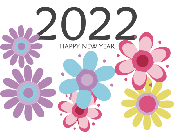 Transparent New Year Floral design Design Cut flowers for Happy New Year 2022 for New Year
