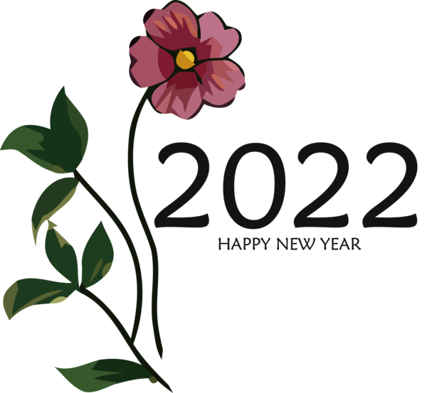 Transparent New Year Floral design Plant stem Cut flowers for Happy New Year 2022 for New Year