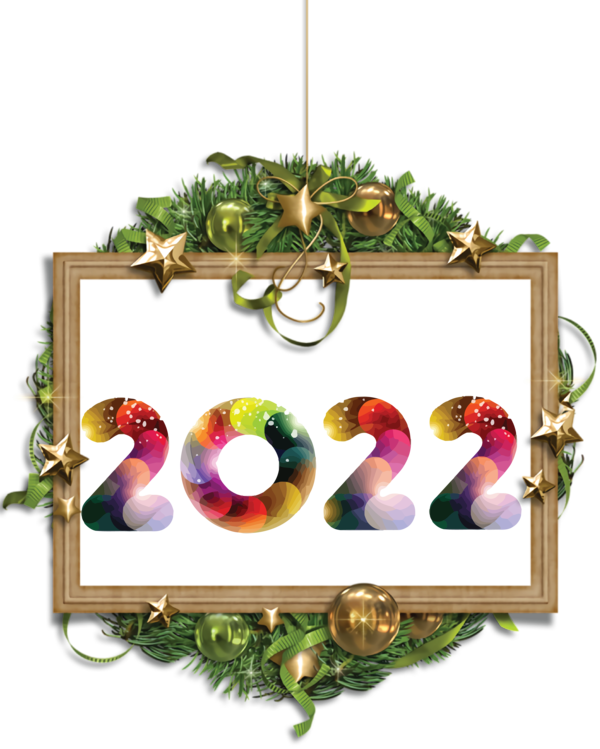Transparent New Year Floral design Wreath Christmas Day for Happy New Year 2022 for New Year