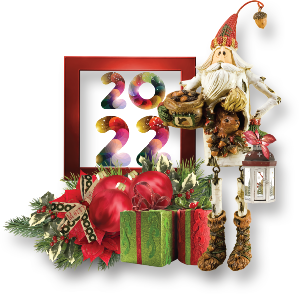 Transparent New Year Christmas decoration Christmas Day Floral design for Happy New Year 2022 for New Year