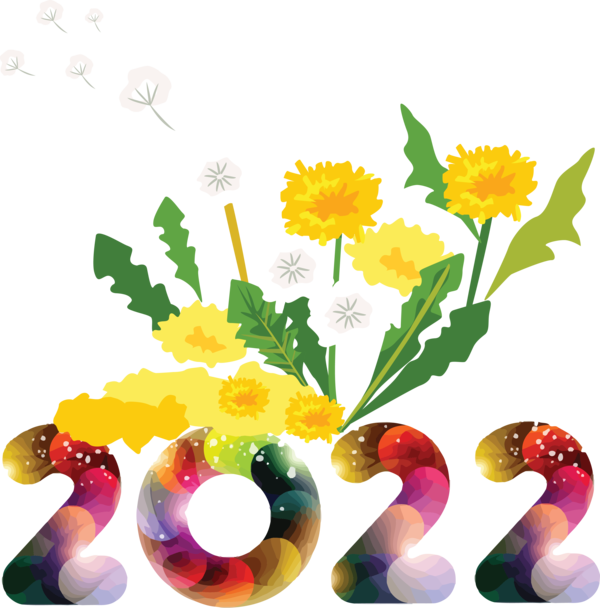 Transparent New Year Floral design Cover art Design for Happy New Year 2022 for New Year