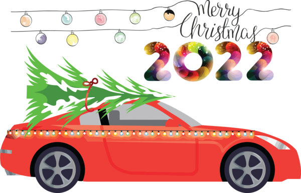 Transparent New Year Car Sports car Car door for Happy New Year 2022 for New Year