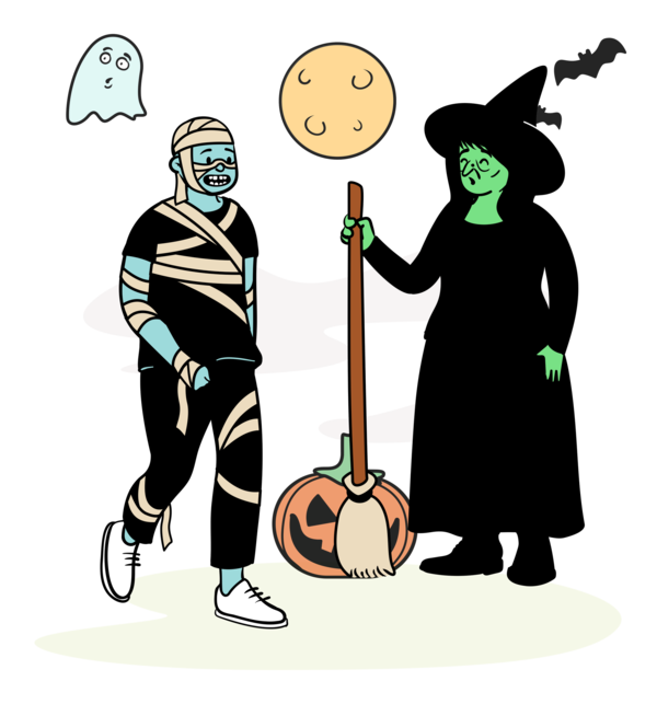 Transparent Halloween Character Cartoon Line for Happy Halloween for Halloween