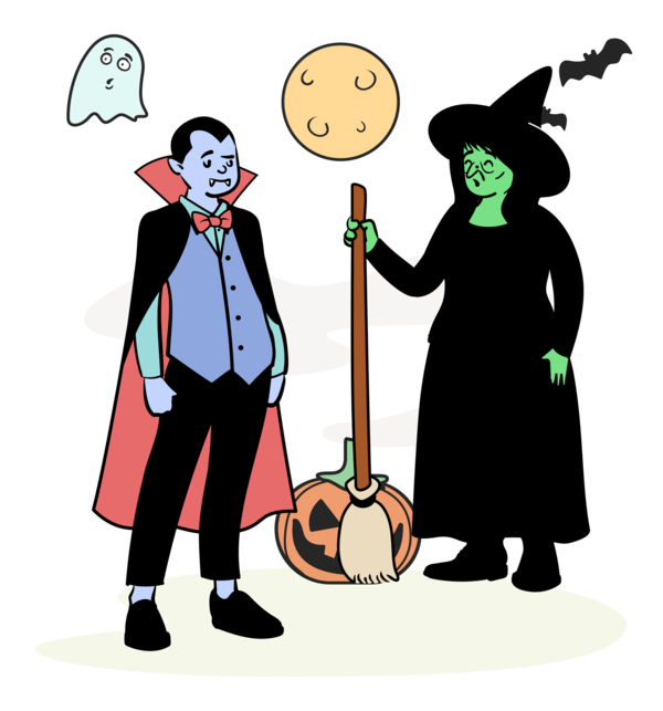 Transparent Halloween Cartoon Character Behavior for Happy Halloween for Halloween