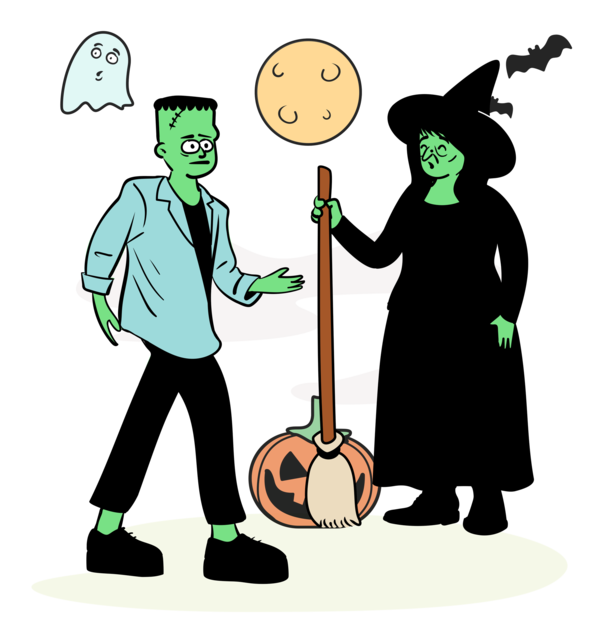 Transparent Halloween Character Cartoon Green for Happy Halloween for Halloween