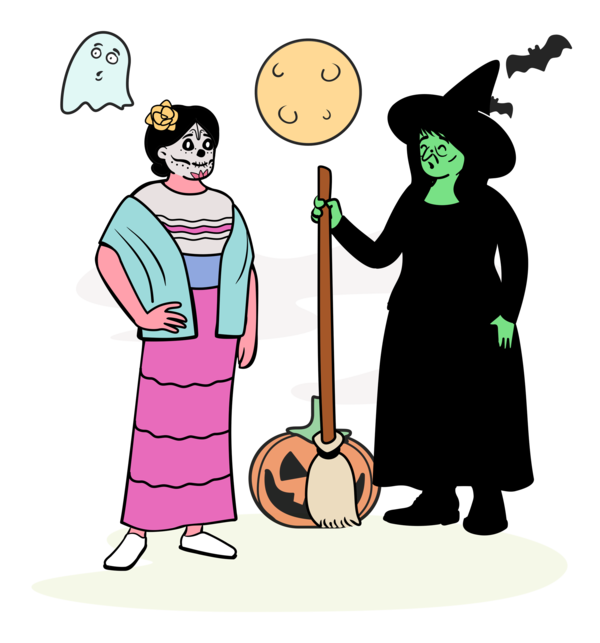 Transparent Halloween Cartoon Character Line for Happy Halloween for Halloween