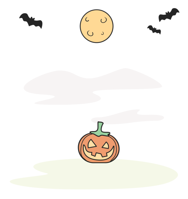 Transparent Halloween Cartoon Pumpkin Line for Happy Halloween for Halloween