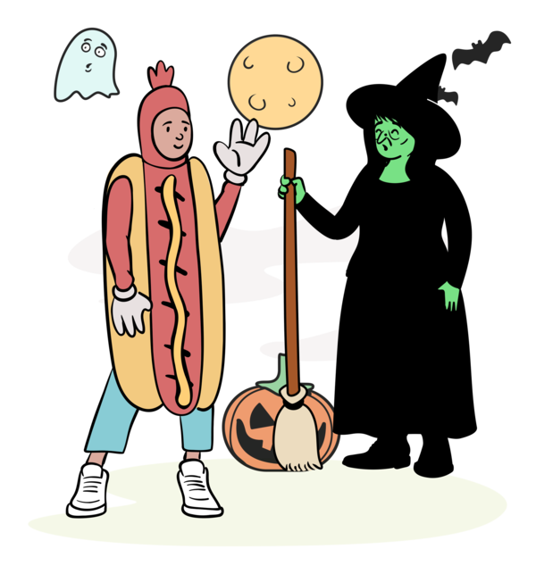 Transparent Halloween Cartoon Character Line for Happy Halloween for Halloween