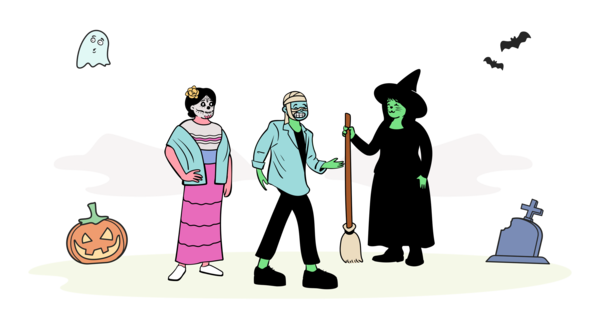 Transparent Halloween Character Cartoon Line for Happy Halloween for Halloween