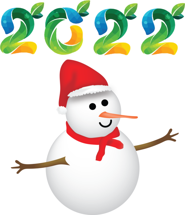 Transparent New Year Christmas Day Cartoon Snowman for Happy New Year 2022 for New Year