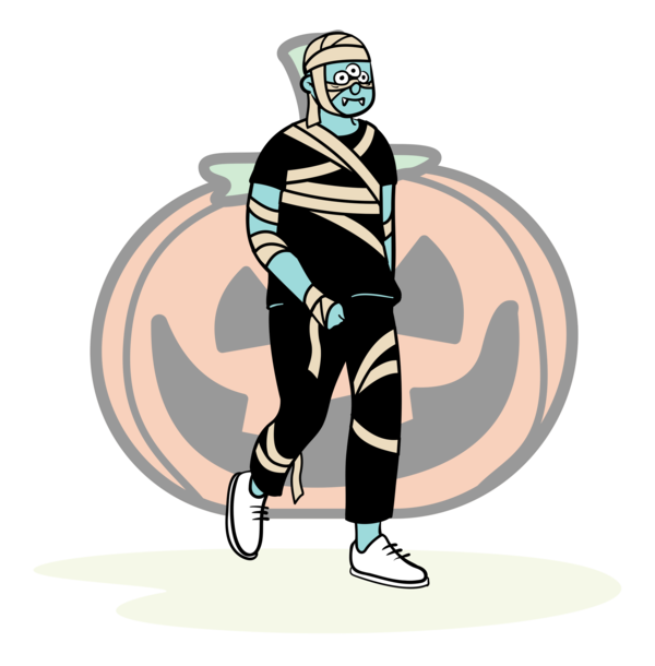 Transparent Halloween Cartoon Team sport Character for Happy Halloween for Halloween