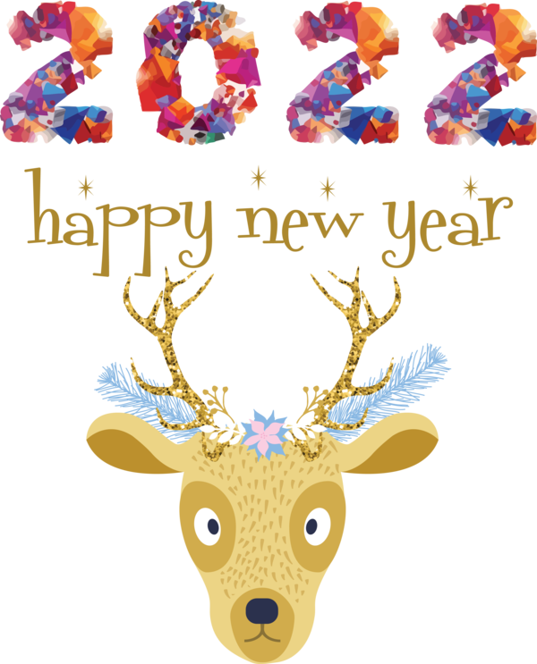 Transparent New Year Reindeer Antler Animal figurine for Happy New Year 2022 for New Year