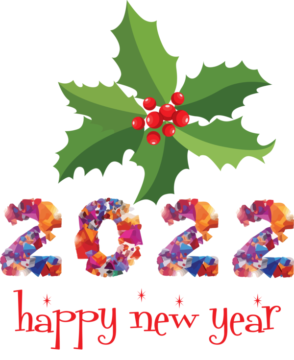 Transparent New Year Flower Leaf Fruit for Happy New Year 2022 for New Year