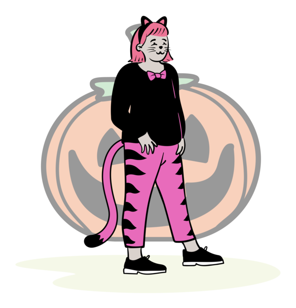 Transparent Halloween Cartoon Joint Character for Happy Halloween for Halloween