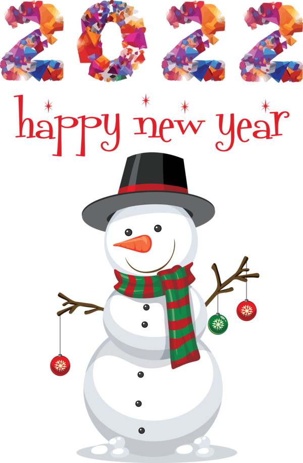 Transparent New Year Christmas Day Snowman Cartoon for Happy New Year 2022 for New Year