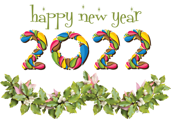 Transparent New Year Leaf  Branch for Happy New Year 2022 for New Year