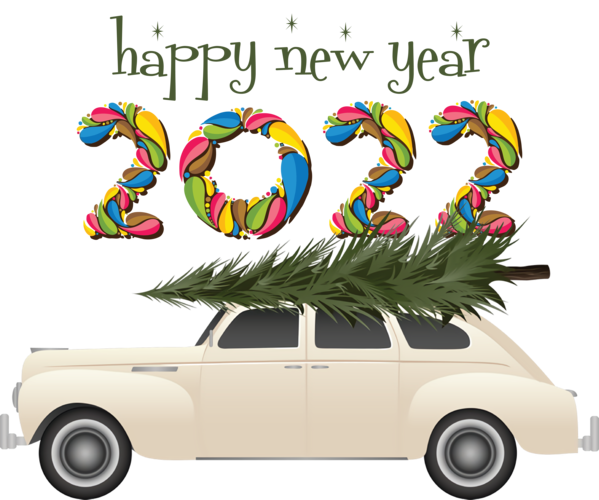 Transparent New Year Sticker Cartoon Design for Happy New Year 2022 for New Year