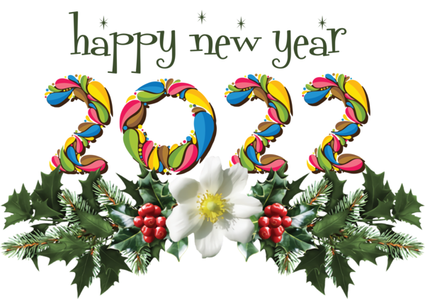 Transparent New Year Floral design Christmas Day Christmas Ornament M for Happy New Year 2022 for New Year