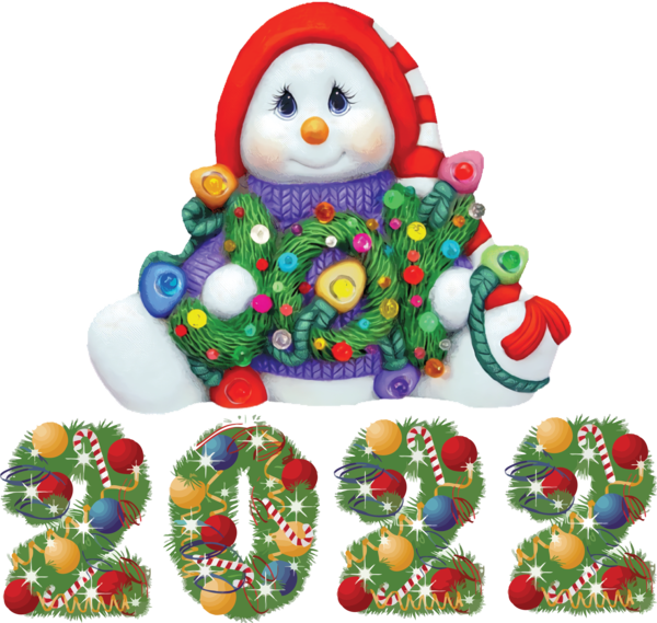 Transparent New Year Christmas Day Santa Claus Snowman for Happy New Year 2022 for New Year