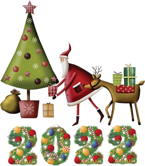 Transparent New Year Rudolph Christmas Day Santa Claus for Happy New Year 2022 for New Year