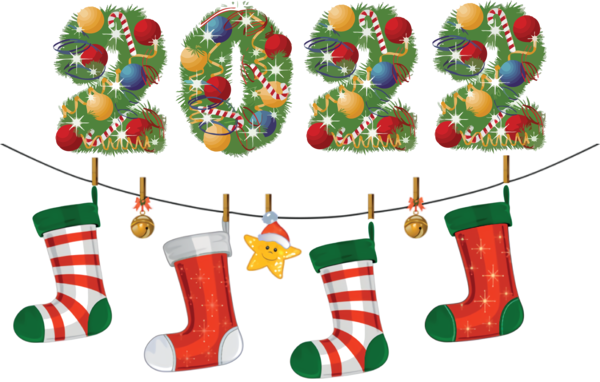 Transparent New Year Christmas Day Christmas Stocking Christmas Ornament M for Happy New Year 2022 for New Year