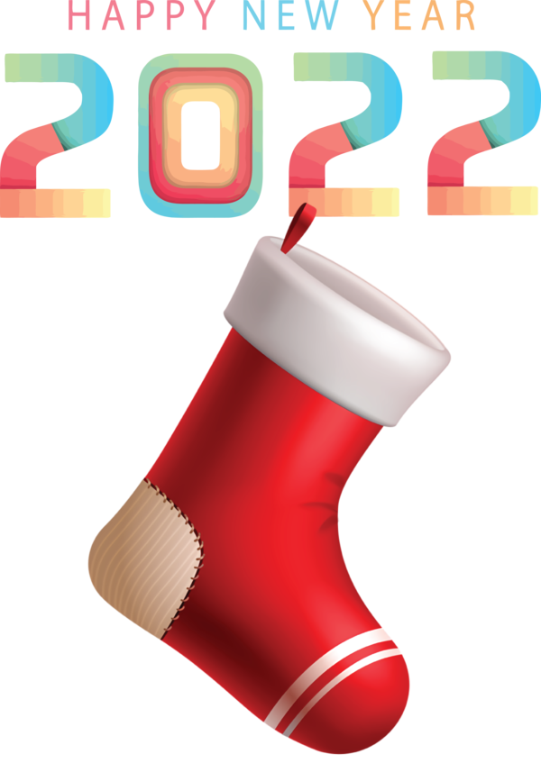 Transparent New Year Christmas Stocking Joint Font for Happy New Year 2022 for New Year