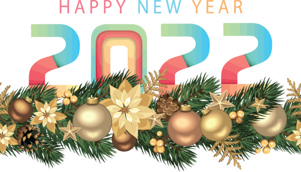 Transparent New Year Garland Christmas Day Gold for Happy New Year 2022 for New Year