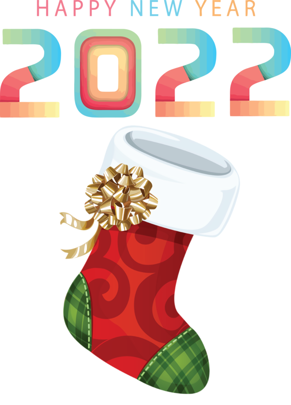 Transparent New Year Christmas Stocking Christmas Day Sock for Happy New Year 2022 for New Year