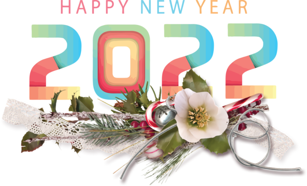 Transparent New Year Flower Floral design Christmas Day for Happy New Year 2022 for New Year